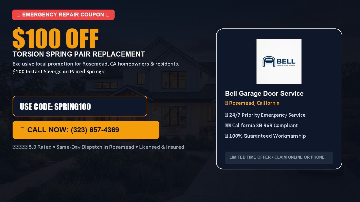 $100 OFF Heavy-Duty Torsion Spring Pair Replacement in Rosemead, CA