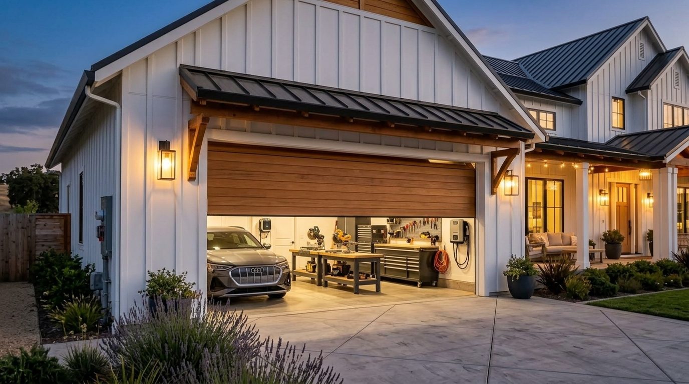 Bell Garage Door Services Garage Door Gliding Open Revealing Warm Illuminated Interior
